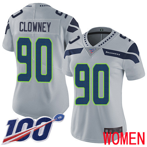 Seattle Seahawks Limited Grey Women Jadeveon Clowney Alternate Jersey NFL Football #90 100th Season Vapor Untouchable